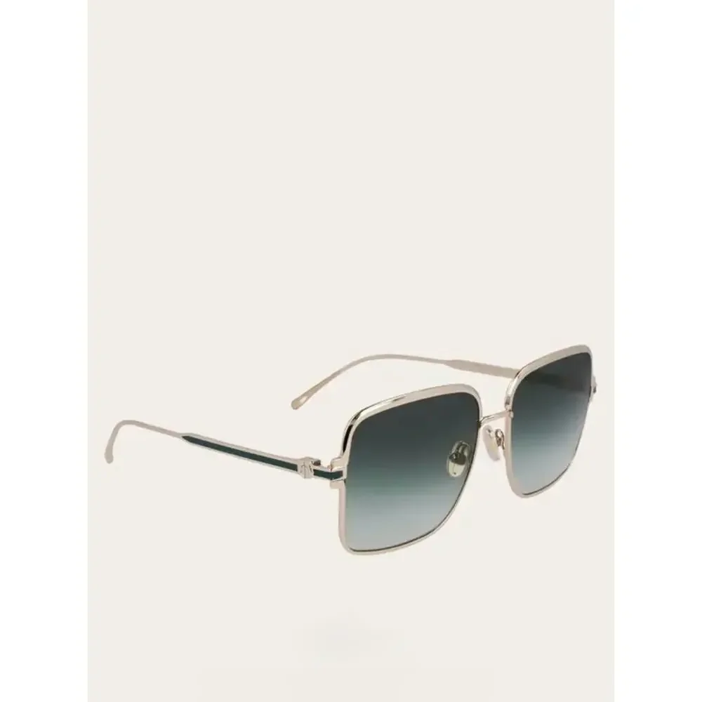 New Salvatore Ferragamo SF317S 750 Gold Frame Sunglasses with Dark Green Lenses